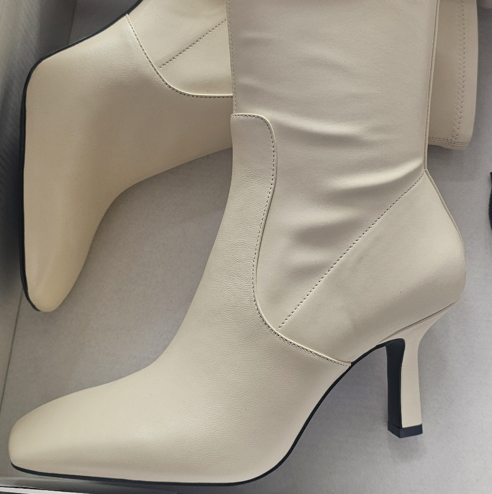 DKNY Cream Heeled Boots
